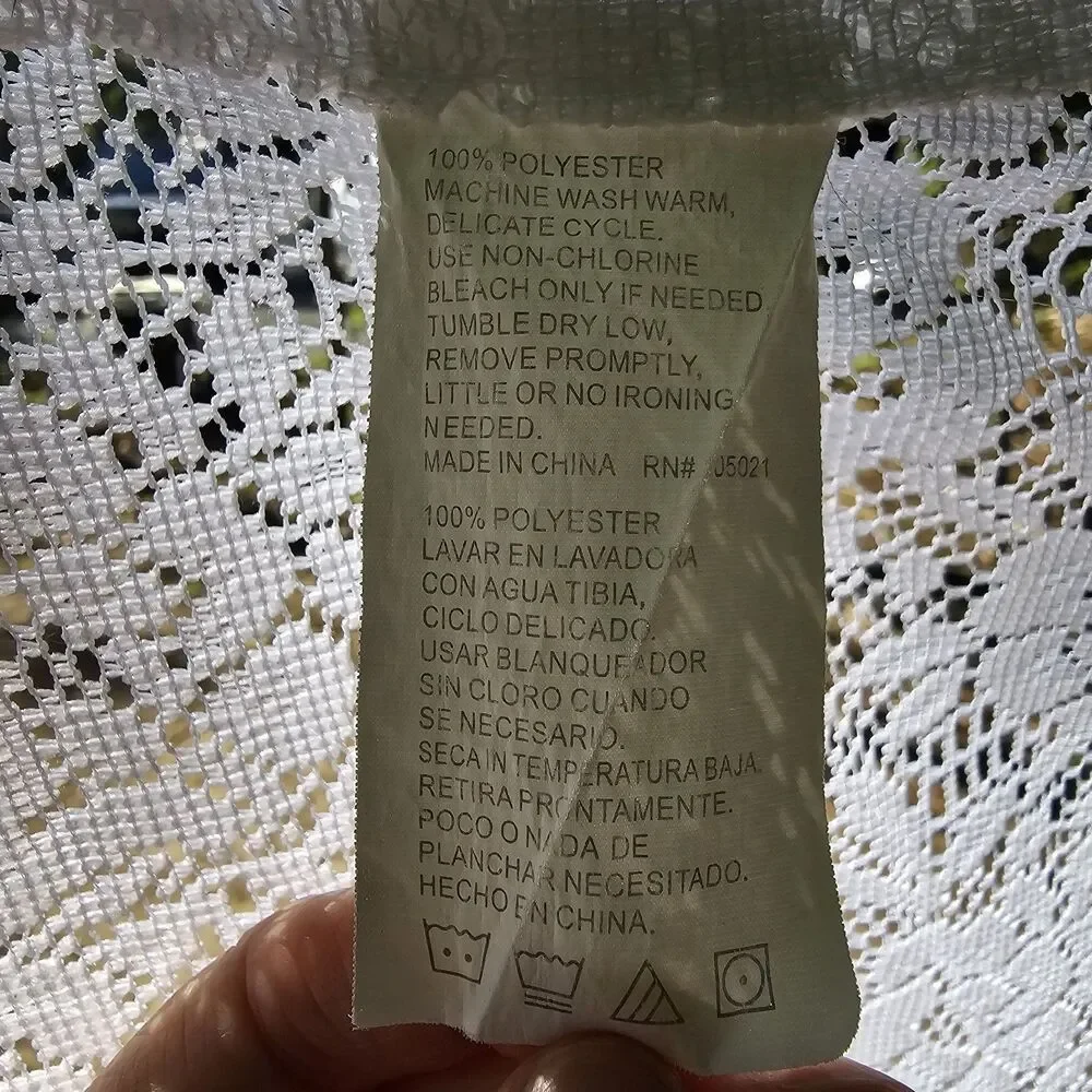 Pair Of Romantic White Floral Lace Curtain Panels - Cottagecore, Country 40x60